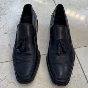 Men’s tassel black leather Donald J Pliner shoe.